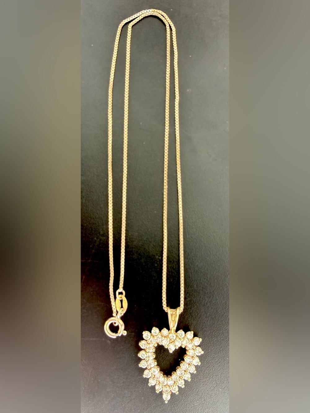 .925 Sterling Silver Gold-Tone Heart Pendant Necklace CZ 18” Chain 8.14g - Picture 6 of 10